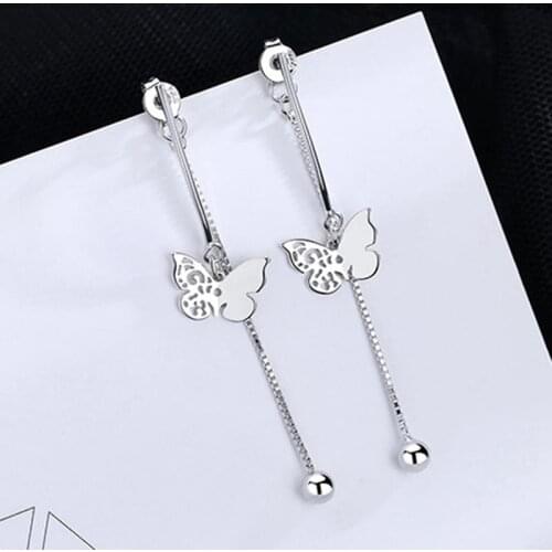 Fashion Bohemian Dangle Earrings Jewelry Silver Color Butterfly Shape Drop Earrings for Women Girl Gift