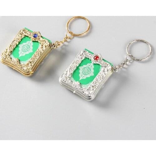 1Pcs New Muslim Keychain Resin Islamic Mini Ark Quran Book Real Paper Can Read Pendant Key Ring Key Chain Religious Jewelry
