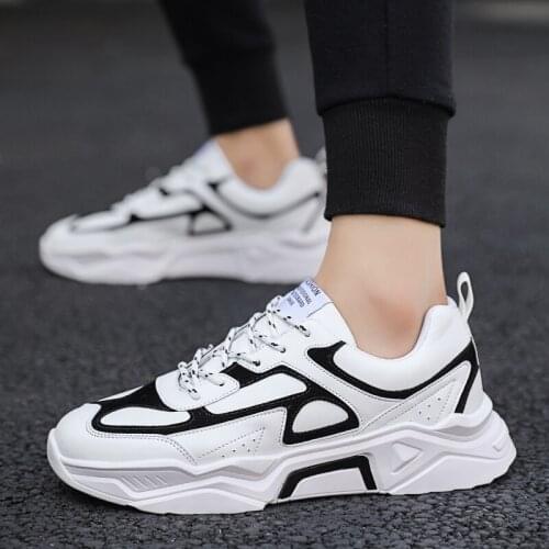 2019 New Men Chunky Sneakers Lace-up Flat Casual Shoes with Platform Stylish Mixed Color Breathable Adult Male Tenis Footwear