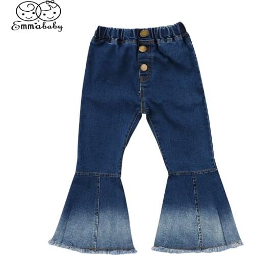 New Cute fashion kid flare jeans Toddler Kids Baby Girl Bell-Bottoms Pants Denim Wide Leg Jeans Trousers stylish kid pant