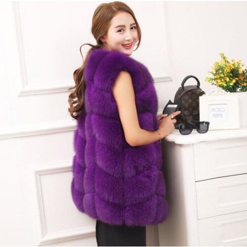 New Korean fox fur vest jacket waistcoat round neck and long sections
