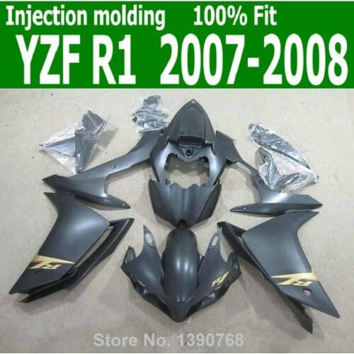 ABS Fairings For YAMAHA YZF R1 07 / 08 ( Matte black ) free custom Injection fairing kit CQ54