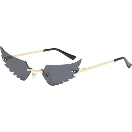 Luxury Fashion Fire Flame Sunglasses Women Rimless Wave Sun Glasses Metal Shades For Vintage Women Mirror Eyewear Bat flame