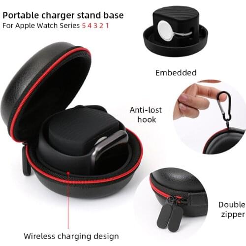 Portable Charger Stand Base Zipper Box for Apple Watch Series 5 4 3 2 1 Travel Hard Protective for Airpods Bag Storage Cover