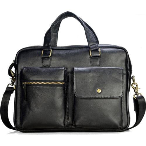 Men Genuine Leather Handbag Large Business Travel Briefcase Male Leather Shoulder Bag Mens Documents Laptop Crossbody Bag