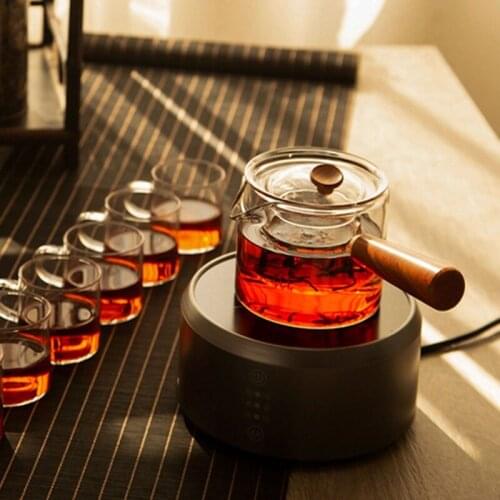 Transparent Glass Tea Kettle Creative Black Tea Pot With Handle High Temperature Resistance Puer Flower Tea Jug Teapot Set 450ml