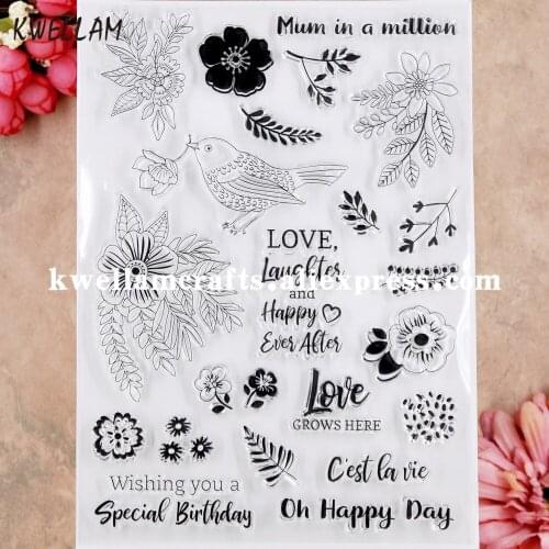 Bird Flowers Special Birthday Happy Day Love Grows Scrapbook photo cards rubber stamp clear stamp transparent stamp 9080204