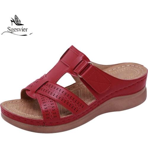 2020 Summer Women Wedge Sandals Premium Orthopedic Open Toe Sandals Vintage Anti-slip Leather Casual Female Platform Retro Shoes