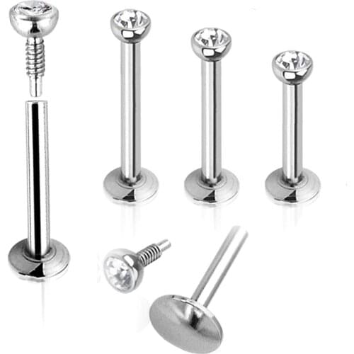 5Pcs Punk Crystal Rhinestone Labret Monroe Lip Bar Ring Stud Ear Cartilage earrings Tragus Piercing Jewelry 6 8 10mm