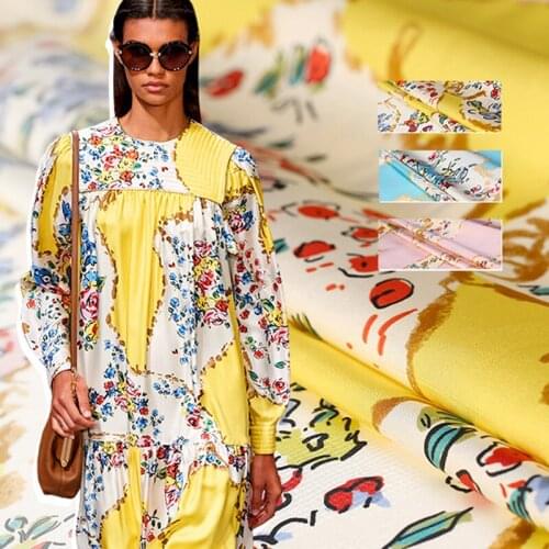 Mulberry Silk Satin Fabric Handmade DIY Jacquard Comfortable Soft Breathable Shirt Clothing Fabrics Sewing Material Cloth