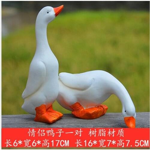 2 piece resin animal sculpture simulates drinking white Goose water duck decoration handicrafts decorated home gifts decorative