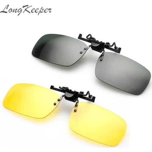 Clip On Sunglasses Men Women Square Flip Up Driver Clip-On Glasses Night Vision Eyeglasses Driving Glasses Goggles Gafas De Sol