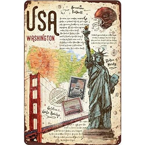 USA Vintage Style Metal Sign Iron Painting for Indoor & Outdoor Home Bar Coffee Kitchen Wall Decor 8 X 12 Inch