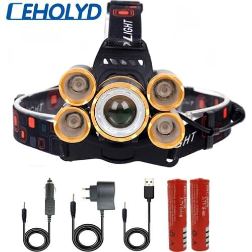 Powerful IR Sensor Led Headlamp Headlight Lantern Bulbs 2x 18650 Battery Zoom XM-L T6 Waterpfoof Head Flashlight Lamp 50000LM