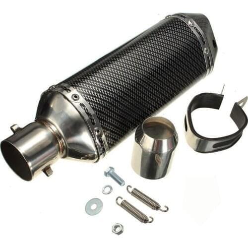 Universal 38-51mm Black Carbon Fiber Exhaust Muffler Pipe With Removable DB Killer For Street Motorcycle