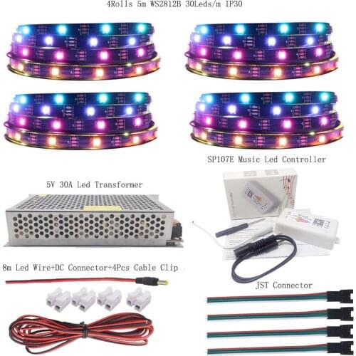 WS2812B WS2812 RGB Led Strip Light Individually Addressable IC SP107E Bluetooth Music ControIIer DC5V Transformer Power SuppIy