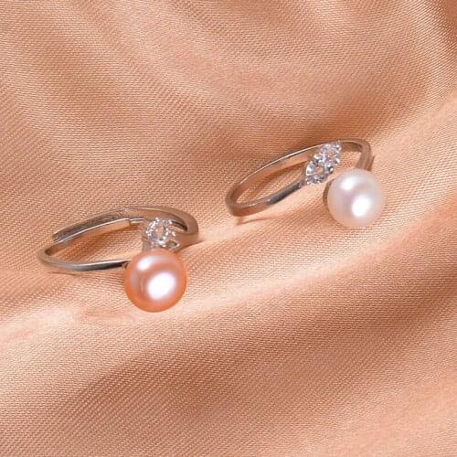 2021 New Open Rings For Women Simple White Pink Pearl Zircon Fashion Jewelry Bridal Wedding Engagement Party Ring Accessories