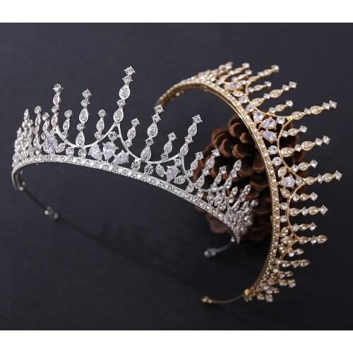 ZMHP333 Royal Crystal Queen Crown Silver Golden Bride Wedding Crowns Tiaras for Women Girls Bridal Headpieces Jewelry in Hair