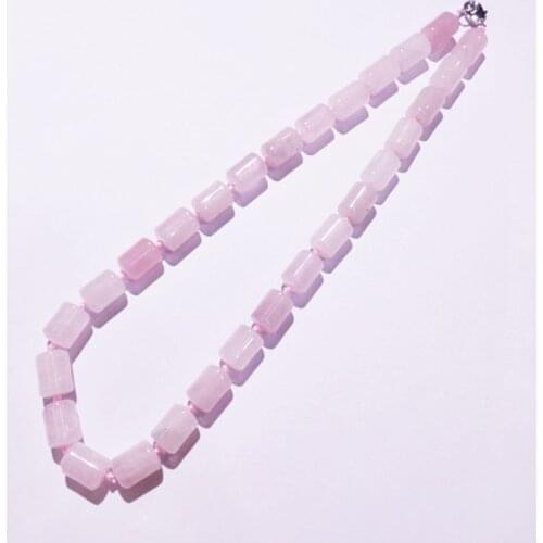 1 Strand/28Pcs 13x10mm Wholesale DIY Fashion Jewelry Natural Rose Quartz Cylindrical Shape Pendant Necklace Length 210mm S1127