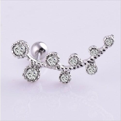 1Pcs Stainless Steel Gold Color Crystal Nose Rings Studs Piercing Leaves Nose Studs Ear Piercing Women Body Jewelry Gifts