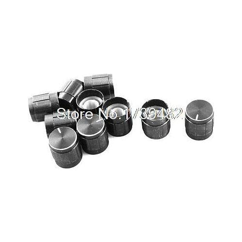 10Pcs Black Volume Control Rotary Aluminum Potentiometer Knobs 14mm x 15mm