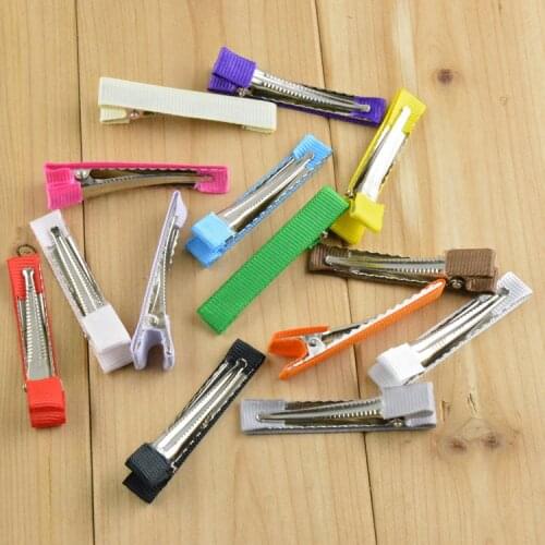100 pcs/lot , Partially Ribbon Lined Alligator Clips, Single Prong Clips, Hair Clips