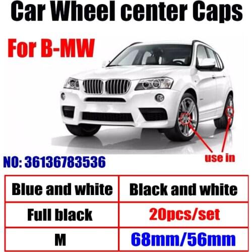 20pcs 68mm 56mm white blue10 pin Car Wheel Center Hub caps Rim Caps Covers Emblem Badge for BMW 1 3 5 7 X3 X5 M3 M5 36136783536