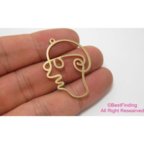 20pcs Brass charm 26x35mm Raw brass face earrings pendant -R029
