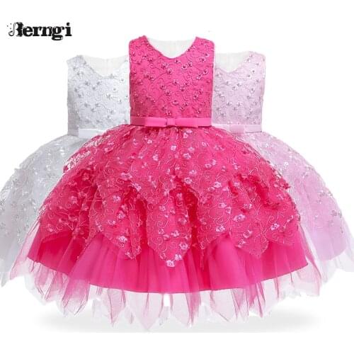 2021 Summer Baby Girl Dress 1 Year Birthday Dress Girl Party Wedding Dress Tutu Princess Dress For Newborns Children Clothes