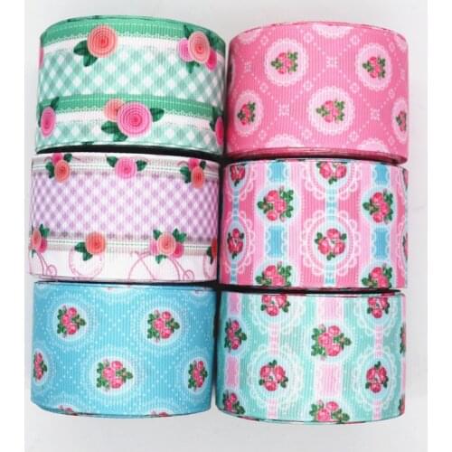 5 Yards 1.5" 38MM Spring Flowers Printed Grosgrain Ribbon For Hair Bows DIY Decoration Crafts Y20010901