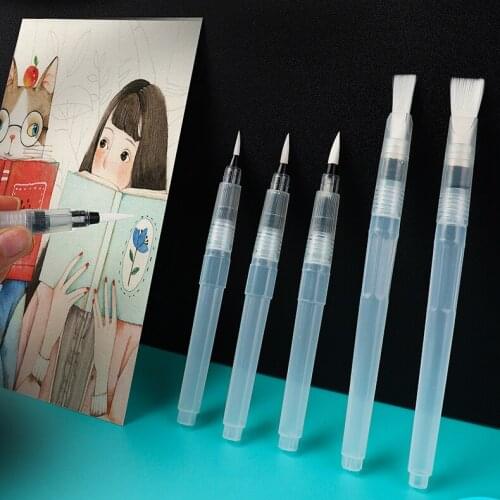 6Pcs Portable Paint Brush Water Color Brush Pencil Soft Watercolor Brush Pen for Beginner Painting Drawing Art Supplies