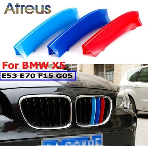 Atreus 3pcs ABS Car Racing Grille Strip Trim Clip For BMW X5 E70 E53 F15 G05 M Accessories 2015 2016 2017 2018 2019 2020 2021