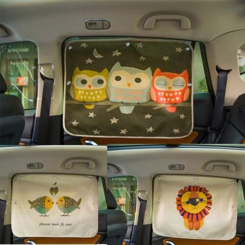 Car Windshield Car Sun Shade Curtains Cute Cartoon Car Styling Rear Side Window Sunshade Protect Window Curtains 70cm*50cm
