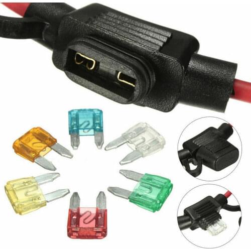 12V car splash-proof and waterproof in-line mini blade fuse holder + 5/10/15/20/25/30 Amp fuse