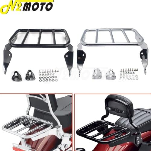 Black/Chrome Motorcycle Rear Sissy Bar Bracket Shelf Luggage Rack Holder For Harley Fat Boy Breakout 114 FLFB FLFBS FXBR FXBRS
