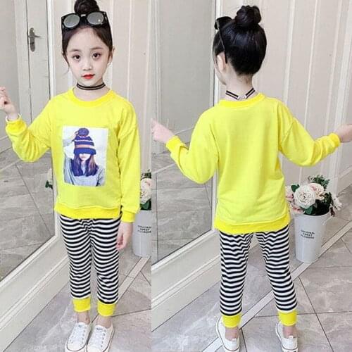 Kids Clothes for Girls Long Sleeve Shirts Striped Leggings Girls Clothing Set 2020 New Spring Fall Casual Children Tracksuits