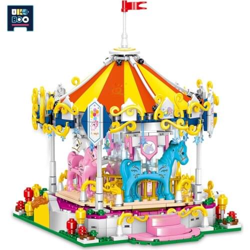 UKBOO Outdoor Playground The merry-go-round Mini City Game Model Building Blocks Micro Street View Architecture Bricks kid Toys