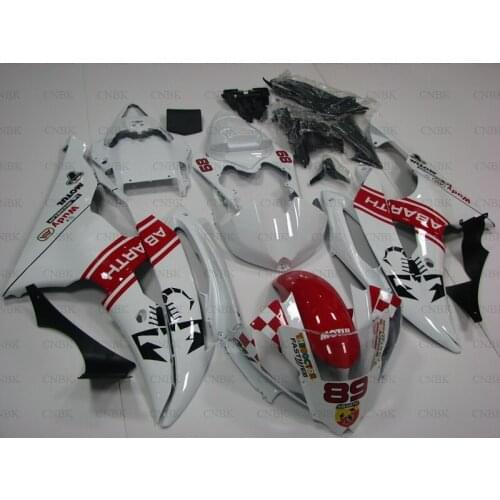 For YAMAHA YZFR6 2006 - 2007 Fairing Kits YZFR6 06 White Red Fairings YZF600 R6 2006 Fairings Unpainted