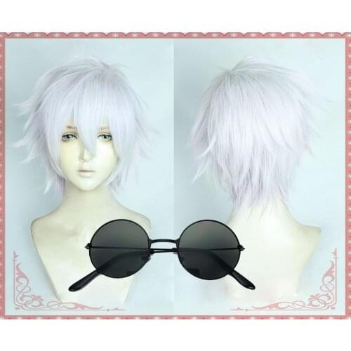 Gojo Satoru Cosplay Wigs Anime Jujutsu Kaisen Short Layere Silver Heat Resistant Synthetic Hair Party Cosplay Wig + Wig Cap