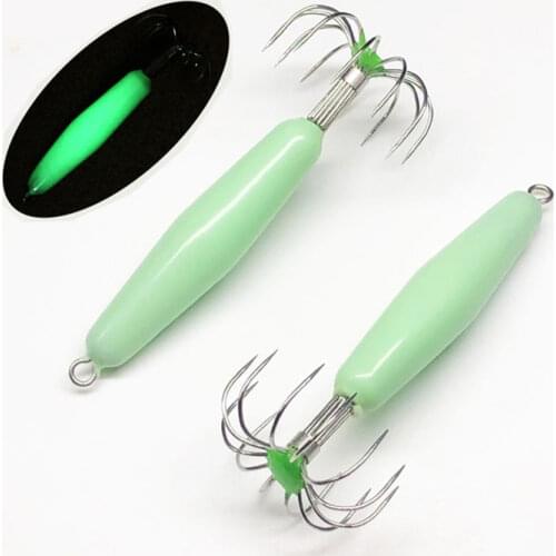 AS 5Pcs Cuttlefish Fishing Lure Glow Squid Pesca Jigs Hooks 12 Needles 12g16g18g25g35g45g Squid Baits Hook Bait Fishhook