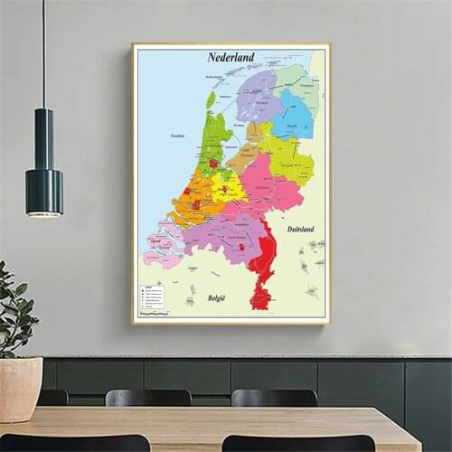 100*150cm The Netherland Map In Dutch Modern Wall Poster Non-woven Canvas Painting Living Room Home Decoration School Supplies