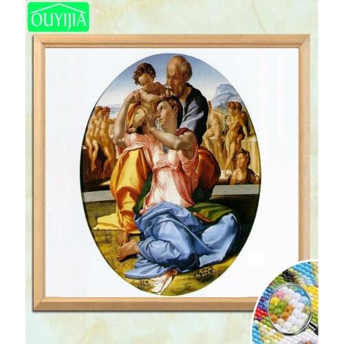 Michelangelo Famous Painting "The Doni Tondo" 5D DIY Diamond Painting Full Square Diamond Embroidery Rhinestones Decor Picture