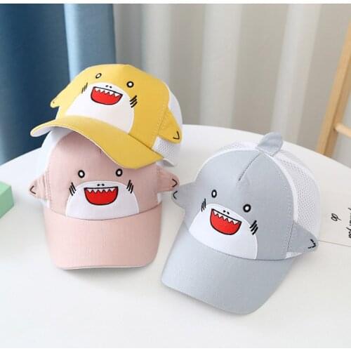 Summer Baby Sun Hat Children Kids Boys Girls Hats Cartoon Shark Sun Hat Baseball Trucker Boys Cap Protection Children Sun Caps