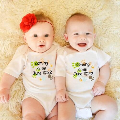 Baby Coming Soon June 2022 Pregnancy Announcement New Born Baby Girl Clothes Jumpsuit for Boys Bodysuits Do Bebê Da Menina