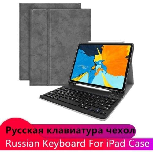 Russian Bluetooth Keyboard W Pencil holder Leather Cover Case For iPad 9.7 2017 2018 Pro 11 inch Keypad for iPad air 10.5