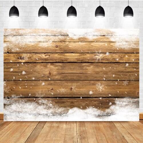 Laeacco Winter Christmas Wood Board Snow Birthday Portrait Photography Backdrop Photographic Photo Background For Photo Studio