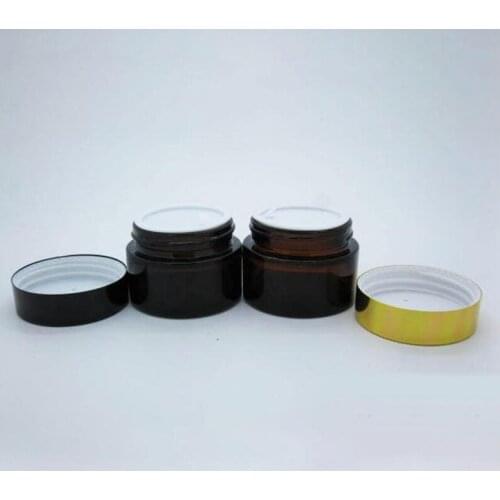Brown Amber Glass Cream Jar Black Lid 30g Cosmetic Jar Packaging Sample Eye Cream