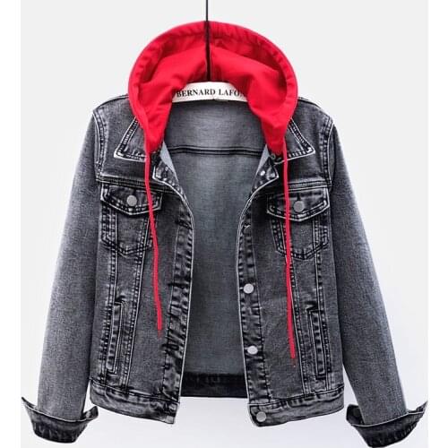Fashion Removable Hooded Short Denim Jacket Coat Women Outerwear Big size Loose Long sleeve Jeans Jacket Female Chaquetas Mujer