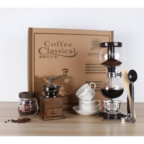2020 New Hand-brewed Coffee Gift Set Coffee Grinder Pressure Pot Sets 300ML Coffee Syphon Manual Coffee Grinder