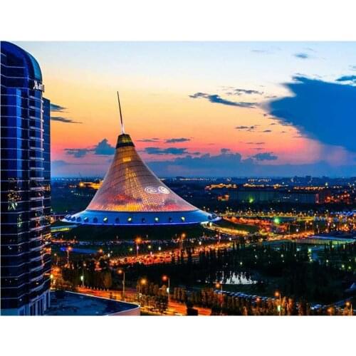 Khans Tent 5D Diamond Painting Full Square Round 3D Embroidery Nur Sultan Pictures of Rhinestones Cross Stitch Kit Decor DF641